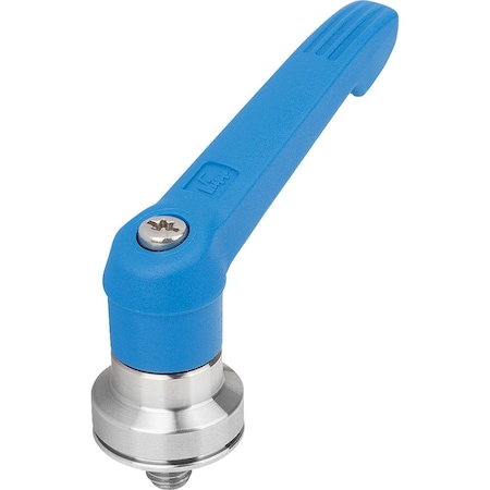 Adjustable Handle W Clamp Force Intensif Size:5 M12X50, Plastic Blue Ral5017, Comp:Stainless Steel